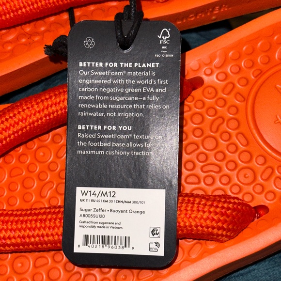 Allbirds Sugar Zeffer sandals in Boyant Orange size men’s 12/women’s 14 NWT! - Picture 5 of 5